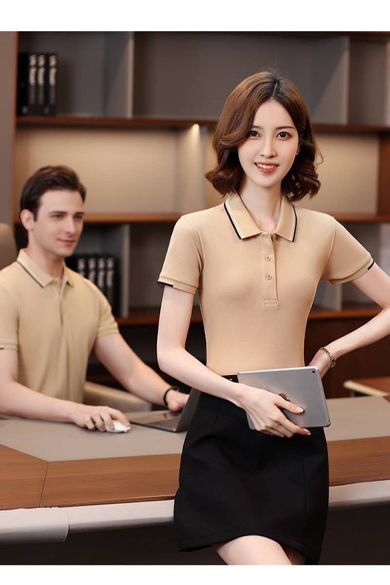 EASY CARE SOLID COLOR POLO SHIRT OFFICE VACATIONCWTBLS02454