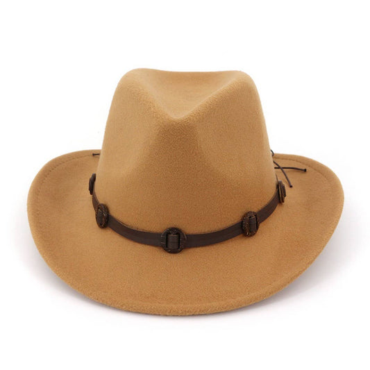 Coconut Shell Trim Felt Western Cowboy Hat_CWAH1785