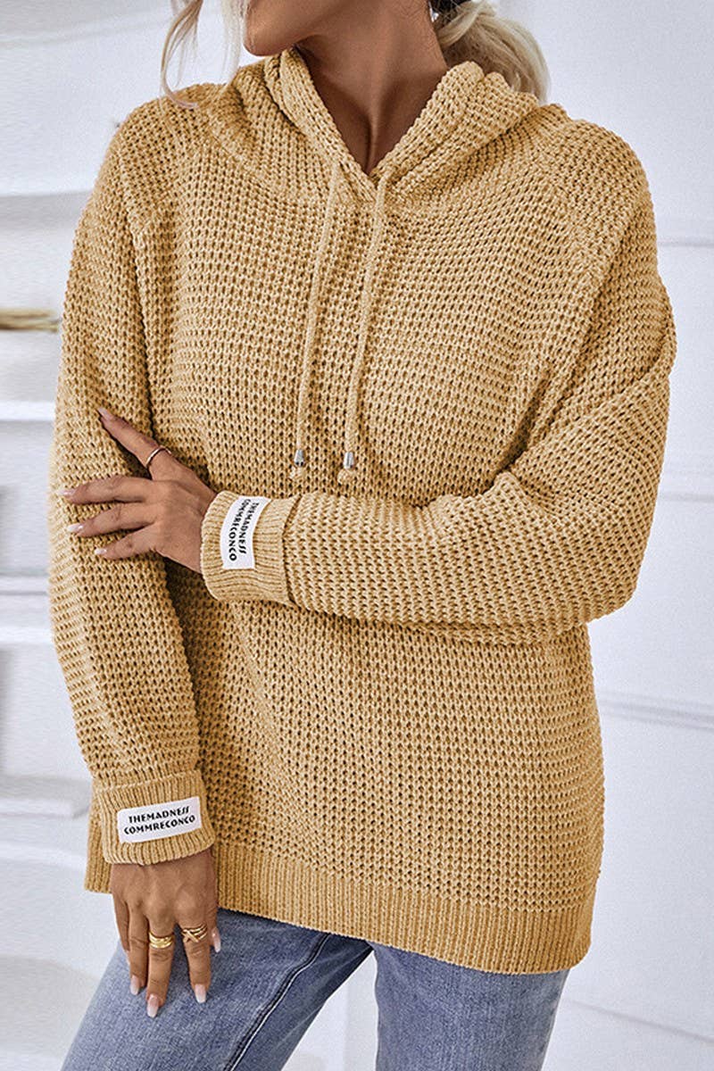 CWOHOL0399_Casual V-Neck Hoodie Long Sleeve Sweater