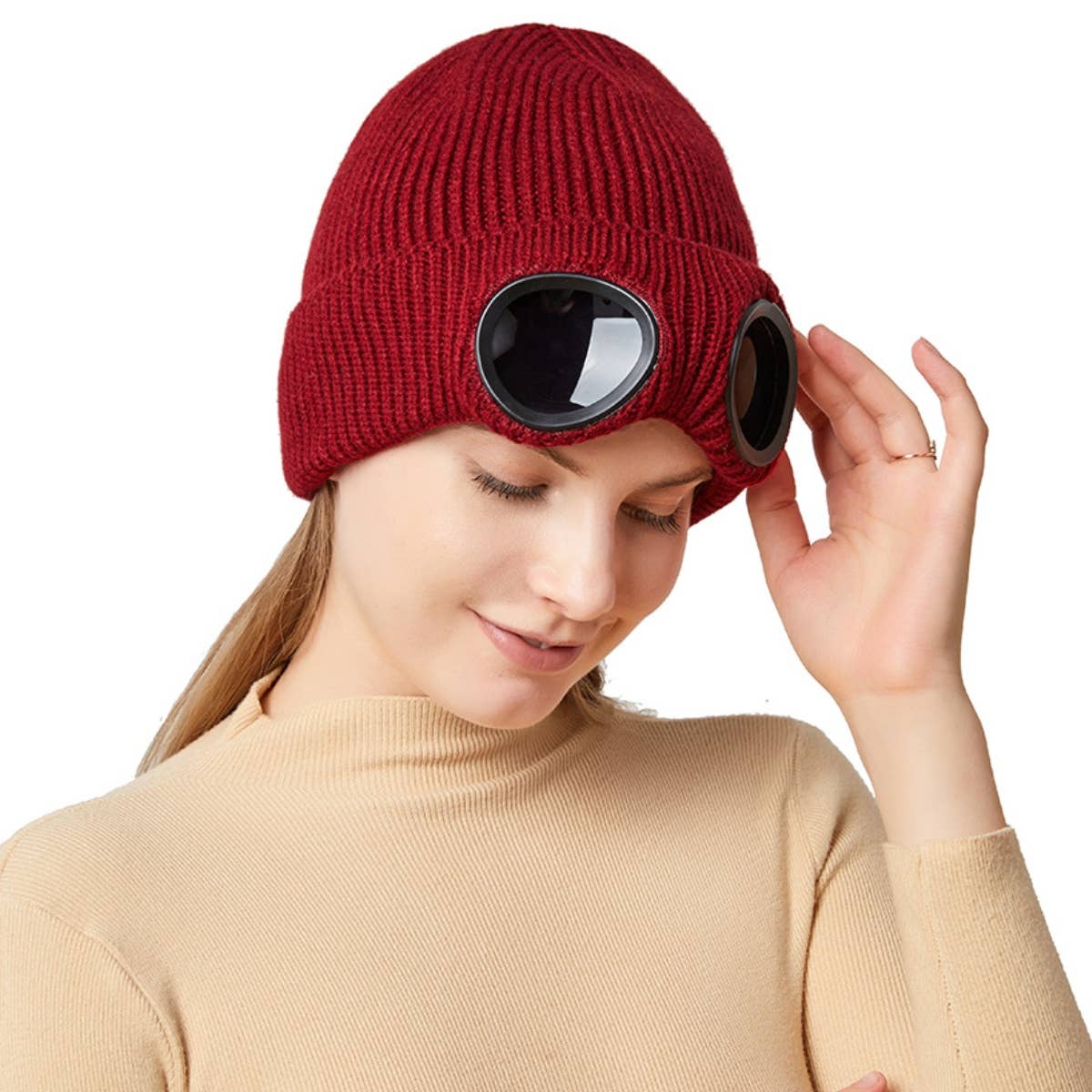 CWAH2210_WINTER WOOL SKI WINDPROOF GLASSES HAT