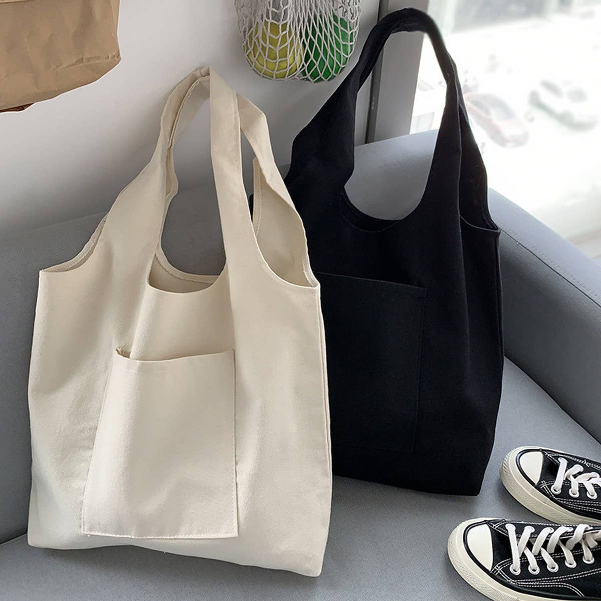 SOLID COLOR LITERARY BLANK HAND-PAINTED CANVASBAG_CWAB2131