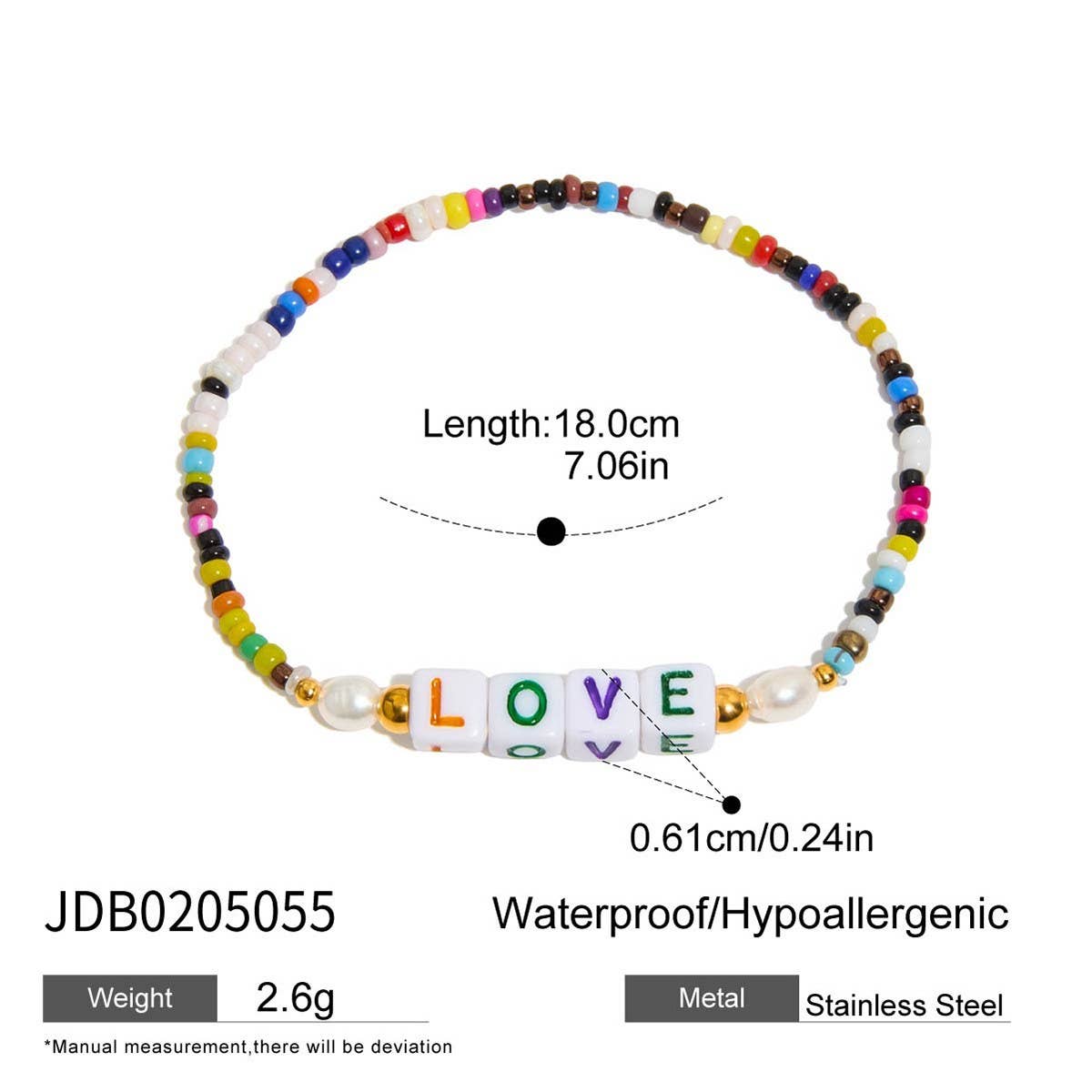 Romantic Colorful Resin & Letter Bead Bracelet