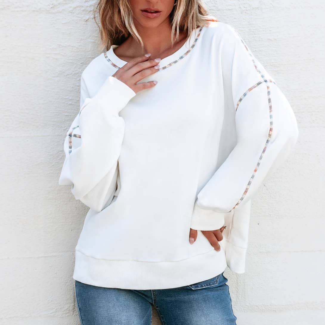 CASUAL STYLE PULLOVER WITH COLOR TRIM HOODIE