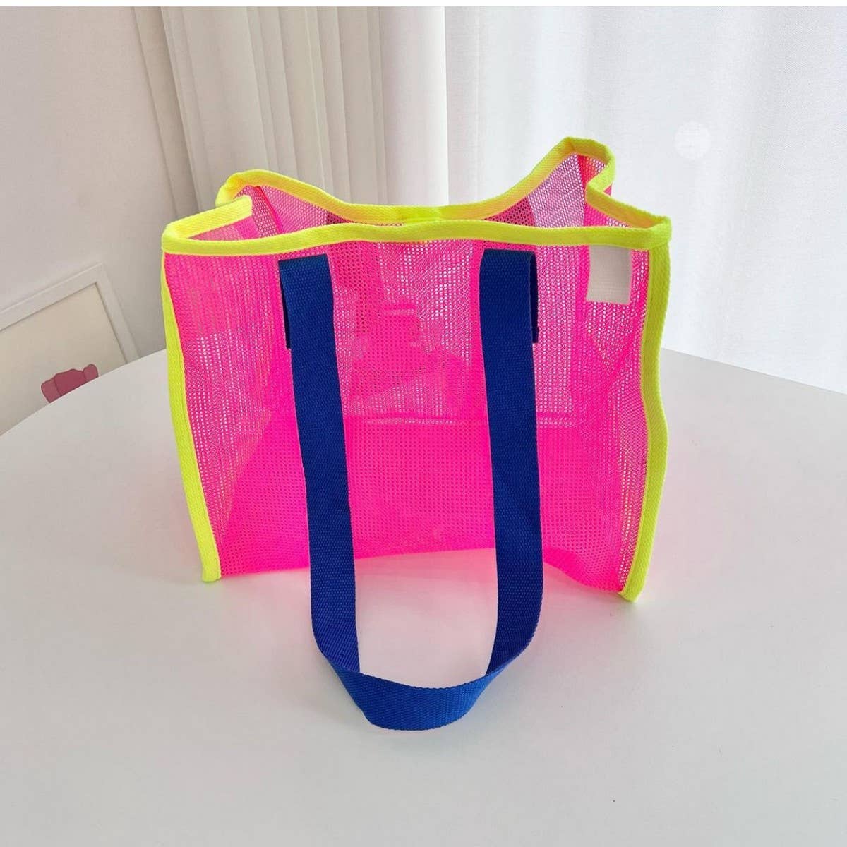 MESH CONTRAST COLOR BEACH TRAVEL STORAGE BAG_CWAB1916