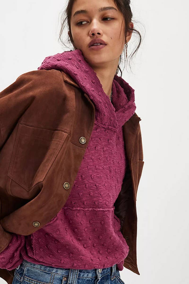 CWOSWL07756_2025 CASUAL LOOSE PULLOVER HOODED KNIT SWEATER