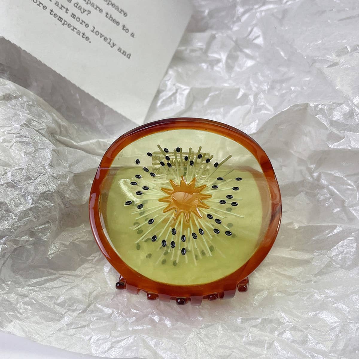 Quirky Kiwi Fruit Acetate Hair Claw, Back Bun Clip_CWAHA1340