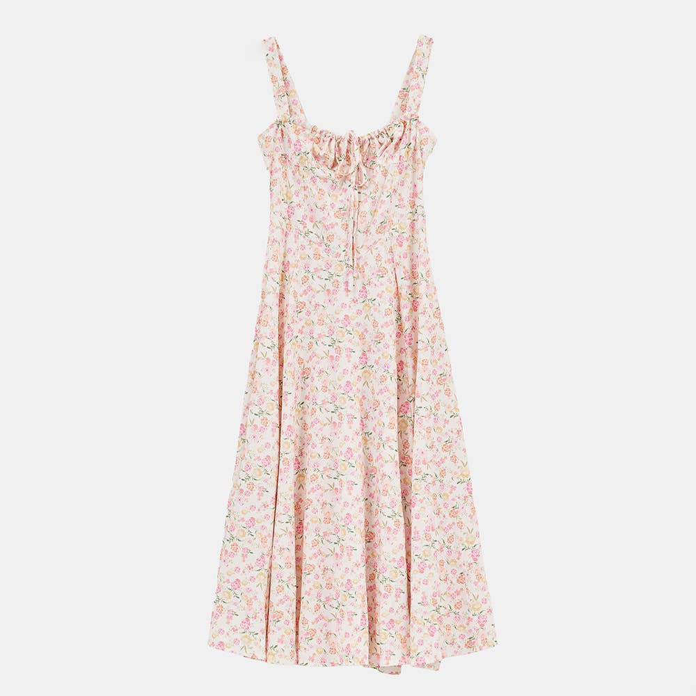 Backless Tie Strap Printed Sleeveless Dress