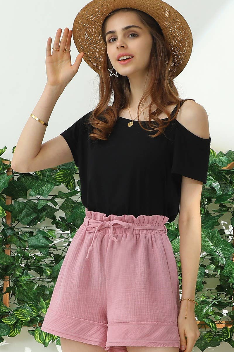 CWBSP153_HIGH WAIST VINTAGE COTTON PANTS WITH RAW CUT