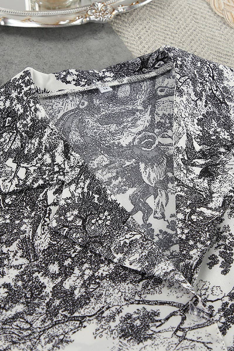 CWSPJ0299_PRINTED CARDIGAN TIE PAJAMAS TWO-PIECE SET