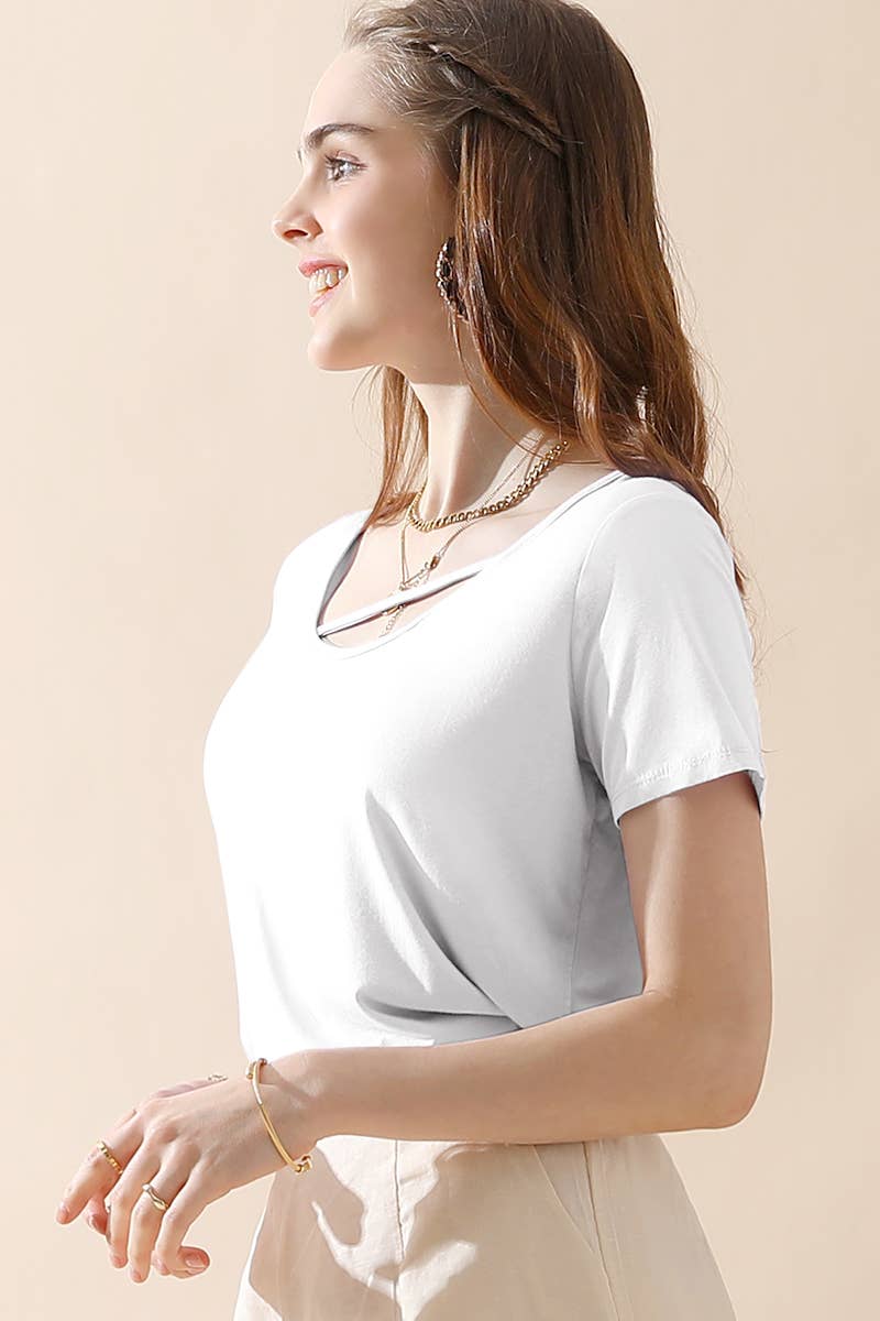CWTTS682_ROUND NECK SOFT MODAL SHORT SLEEVE T SHIRT TOP