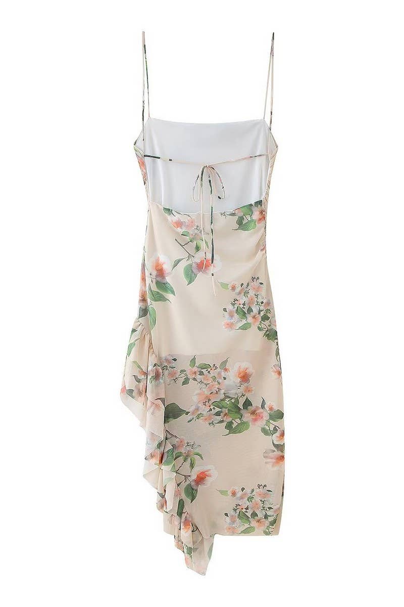 CWDHL0840_FASHIONABLE LAYERED PRINTED SUSPENDER DRESS