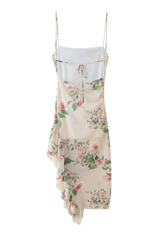 CWDHL0840_FASHIONABLE LAYERED PRINTED SUSPENDER DRESS