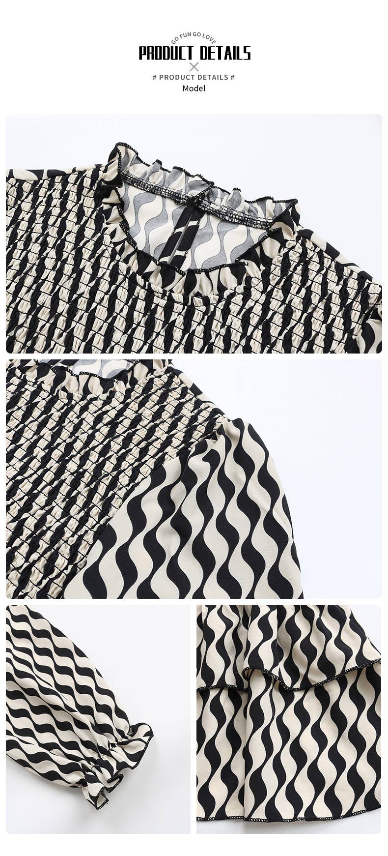 CREW-NECK STRIPED TRUMPET SLEEVE SHIRT