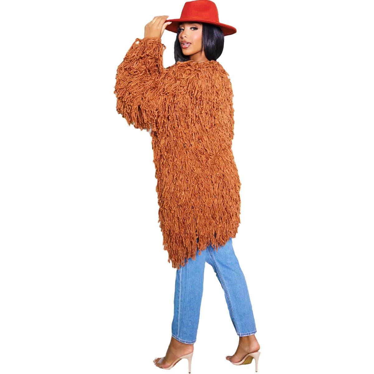 WOMEN FASHION HOLLOWED OUT TASSEL CARDIGAN