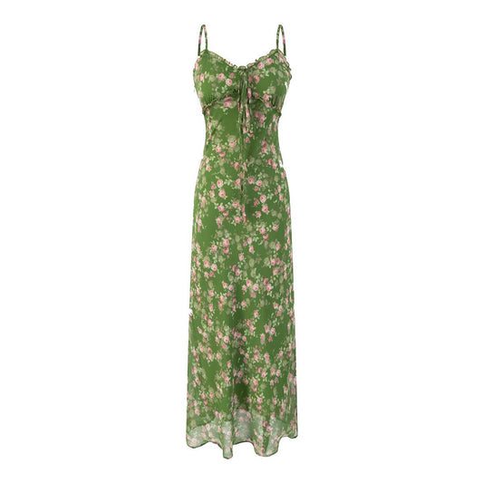 Cinched waist French retro floral dress