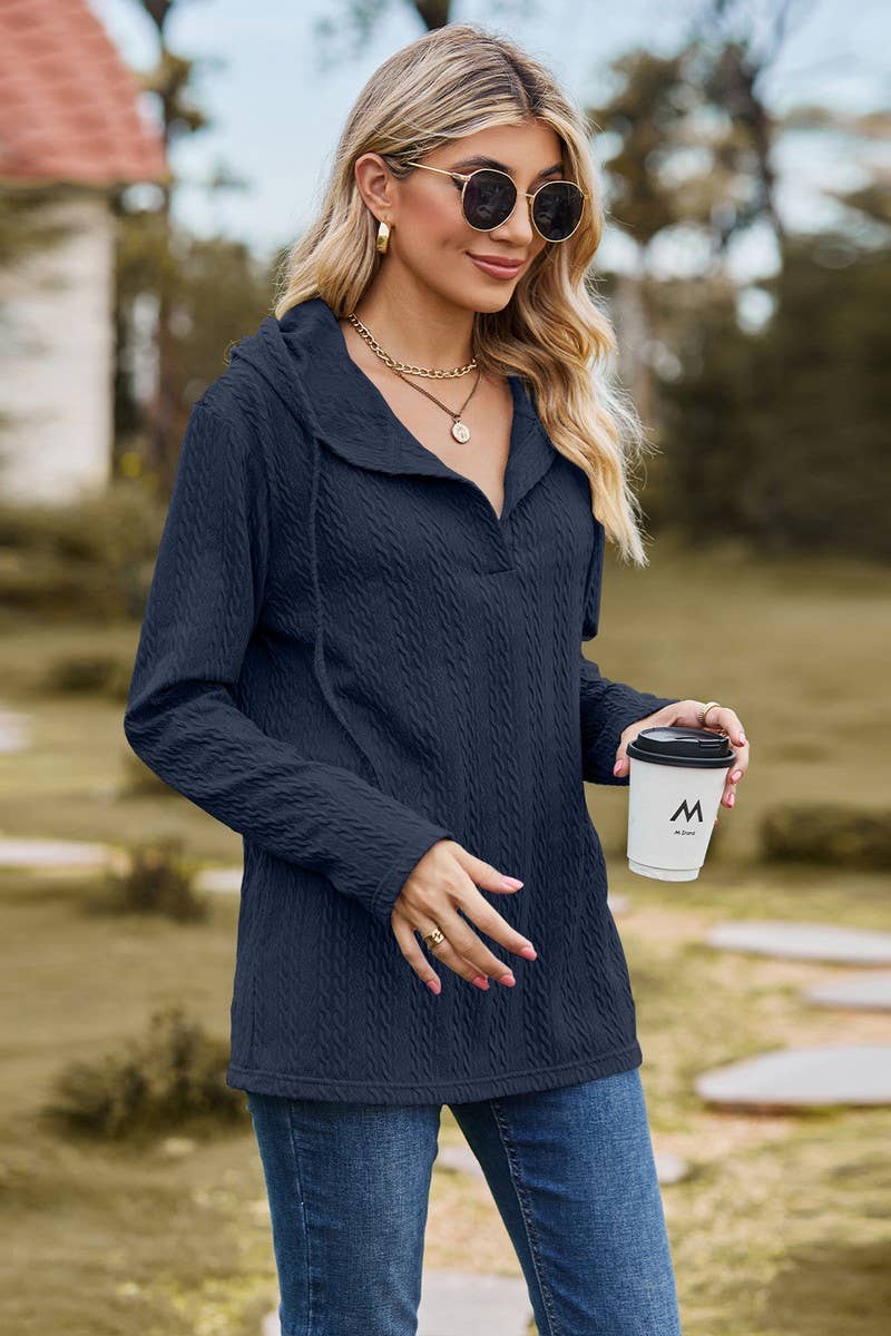 CWOHOL1097_SOLID COLOR HOODED LOOSE LONG-SLEEVED SWEATSHIRT