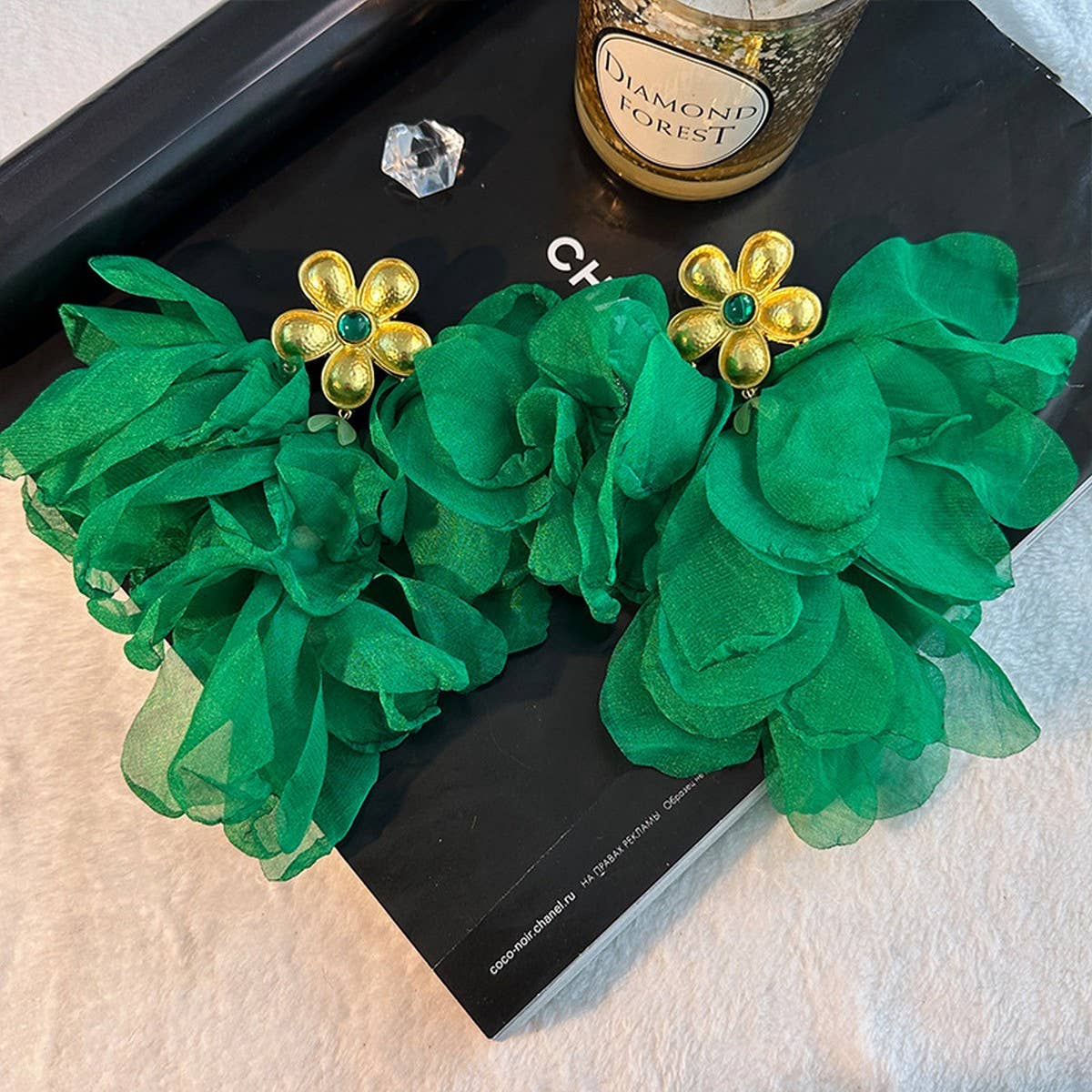 Handmade Floral Tassel Earrings Statement Drop