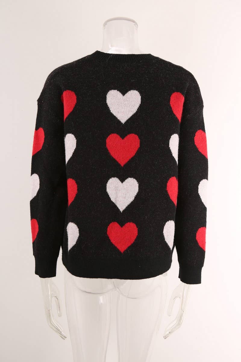 CWOSWL5783_LOVE VALENTINE'S DAY CREW NECK LOOSE SWEATER