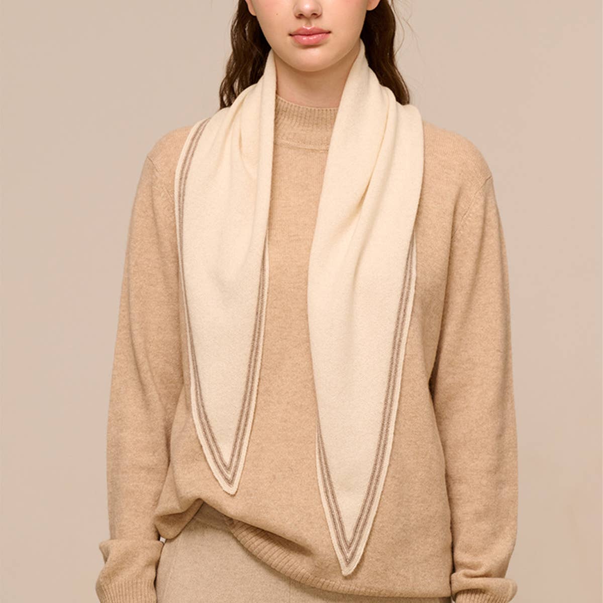 Lightweight Knit Wrap ? Soft Triangle Neck Scarf