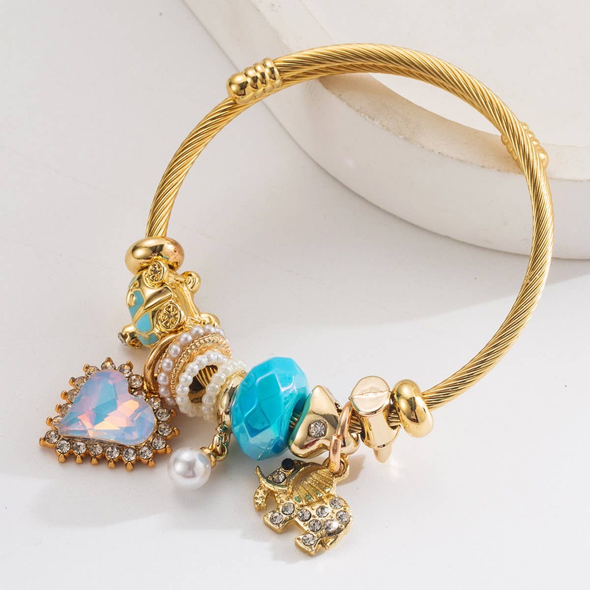 BFF Adjustable Bracelet with Elephant and Heart_CWMM8602