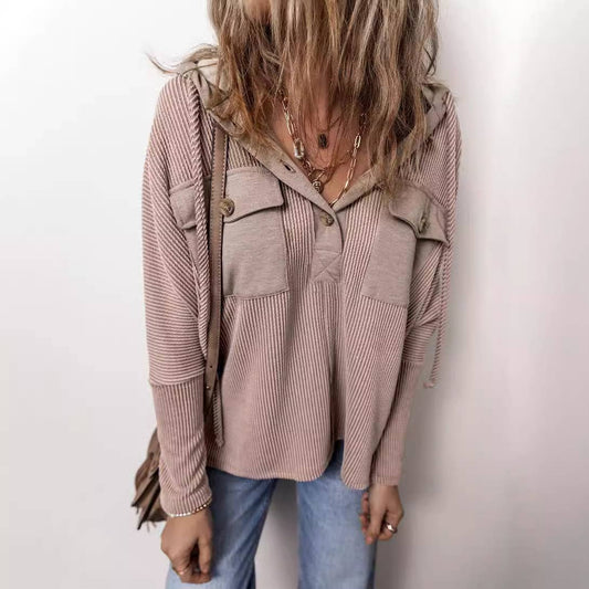 Casual loose drop shoulder knit pullover sweater for women