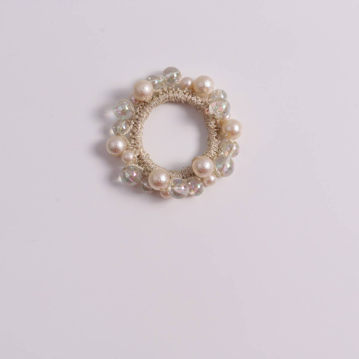 Sweet Cute Wrinkled Pearl Hair Tie Simple New Band