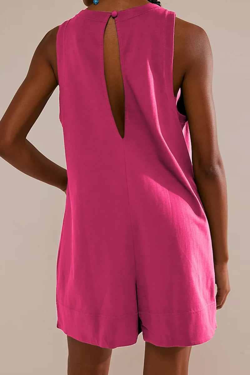 CWSJS1138_SUMMER SLEEVELESS CASUAL POCKET ROMPER