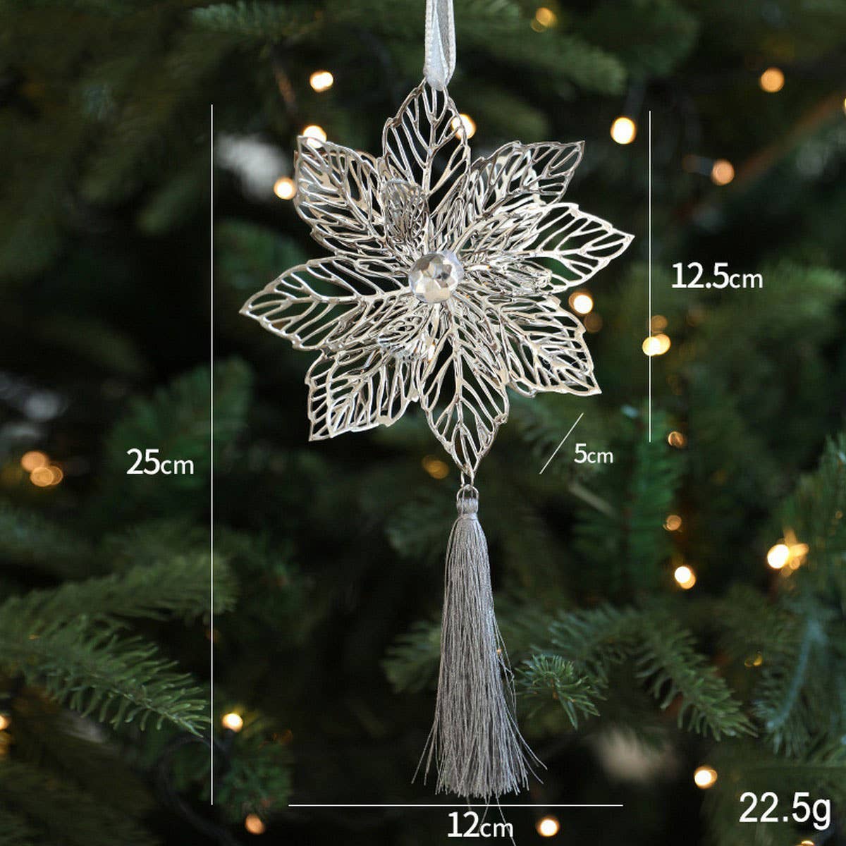 Gold Metal Snowflake Hanging Xmas Tree Decor
