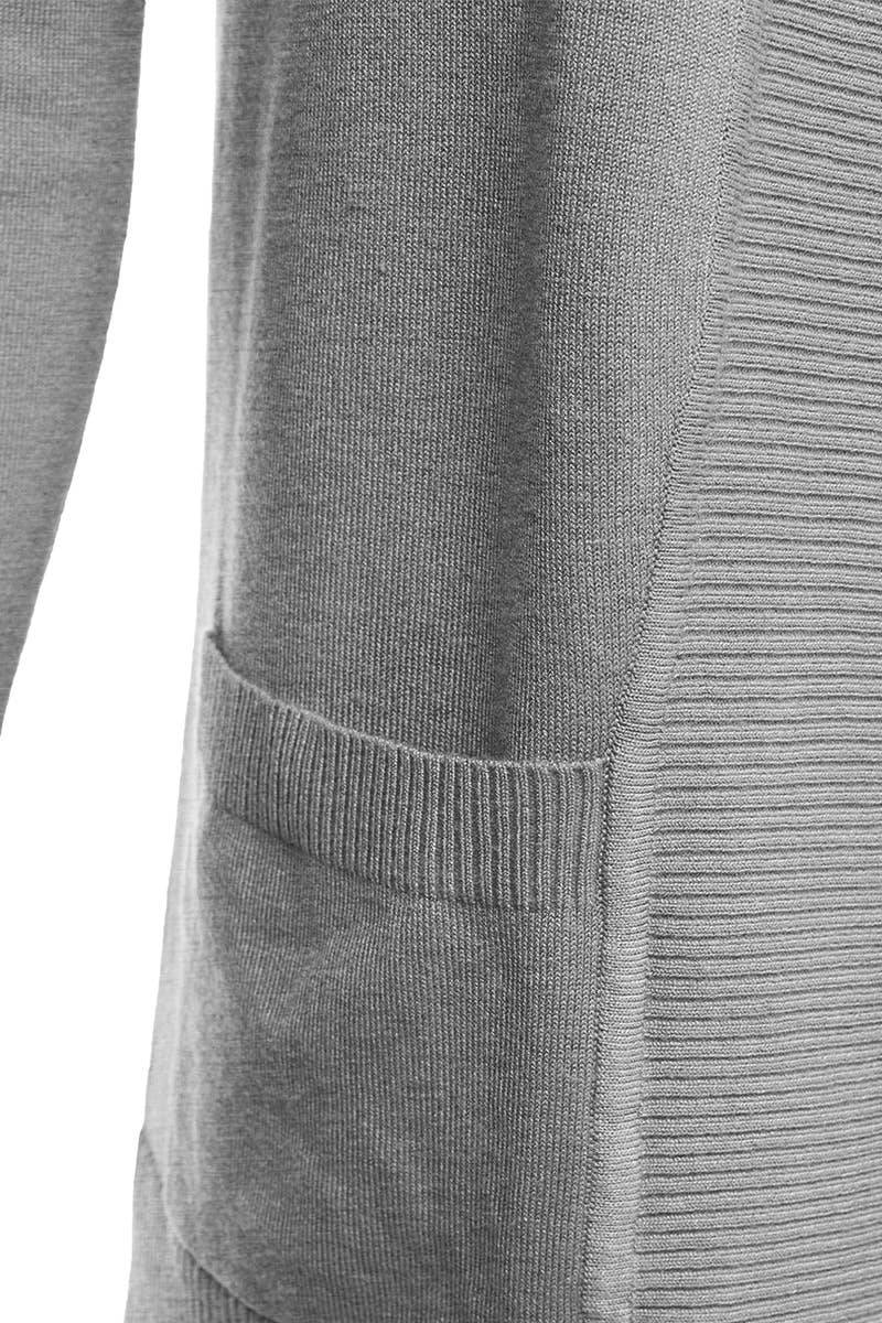 AWOCAL313_Open Front Long Sleeve Pockets Sweater Cardigan