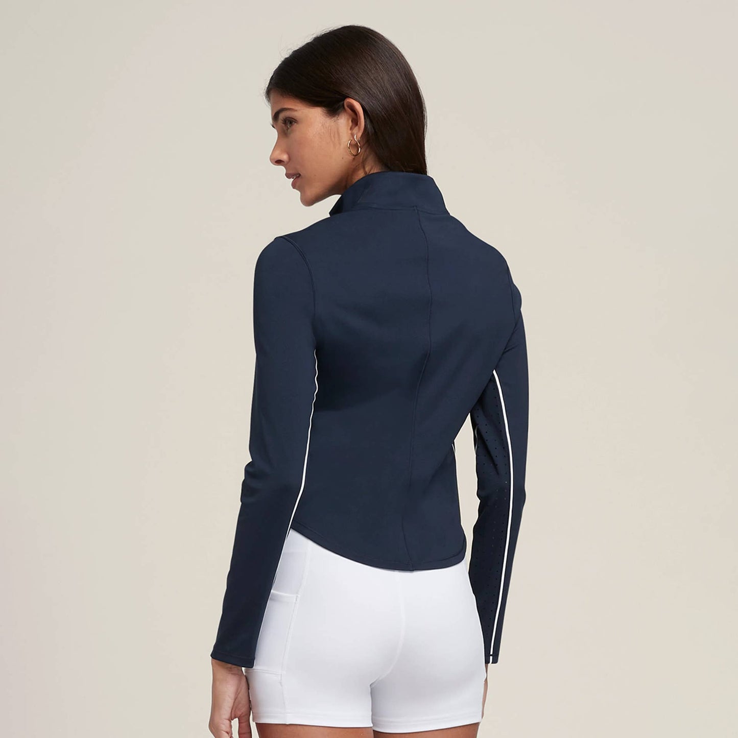 Form-fitting sports zipper golf and tennis top
