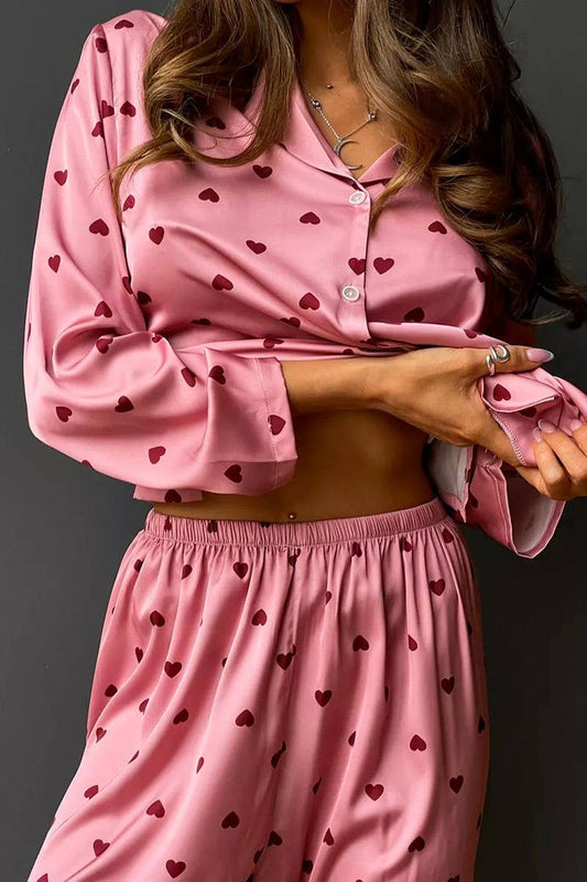 CWSPJ0067_LOVE PRINTED LONG-SLEEVED SHIRT LOUNGEWEAR SET