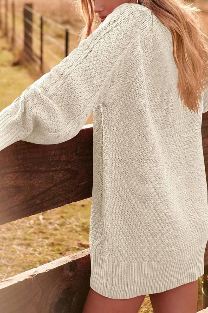 CWOSWL07630_SOLID ROUND NECK LOOSE MIDI KNIT SWEATER