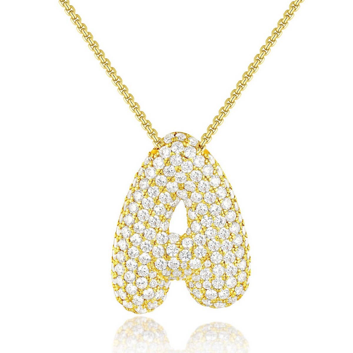Fashionable Pendant Necklace - Zirconia Letters