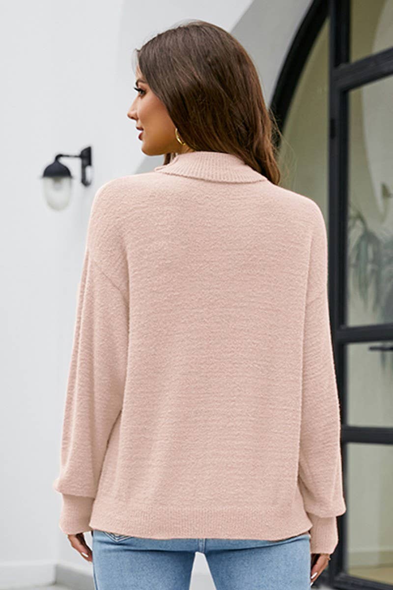CWOSWL2704_SOLID COLOR LOOSE TURTLENECK KNITTED SWEATER
