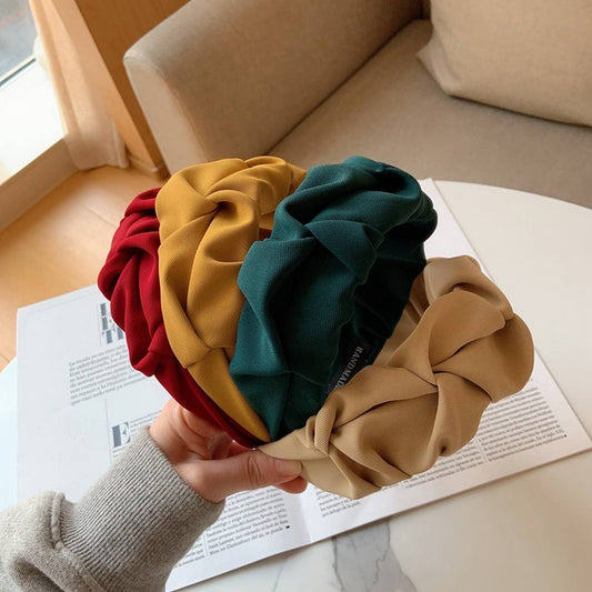 RUFFLED WIDE BRIM SOLID COLOR HEADBAND