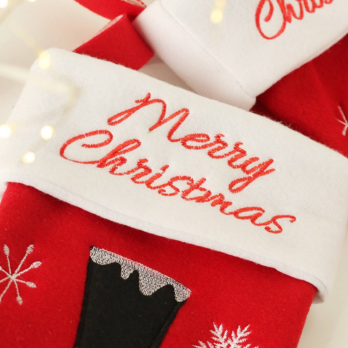 Cartoon Santa & Snowman Christmas Stocking Bag_CWAJE05373
