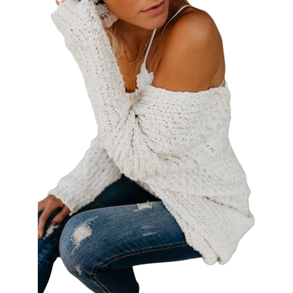 CWOSWL1053_ Long Sleeve V-neck Pullover Sweater