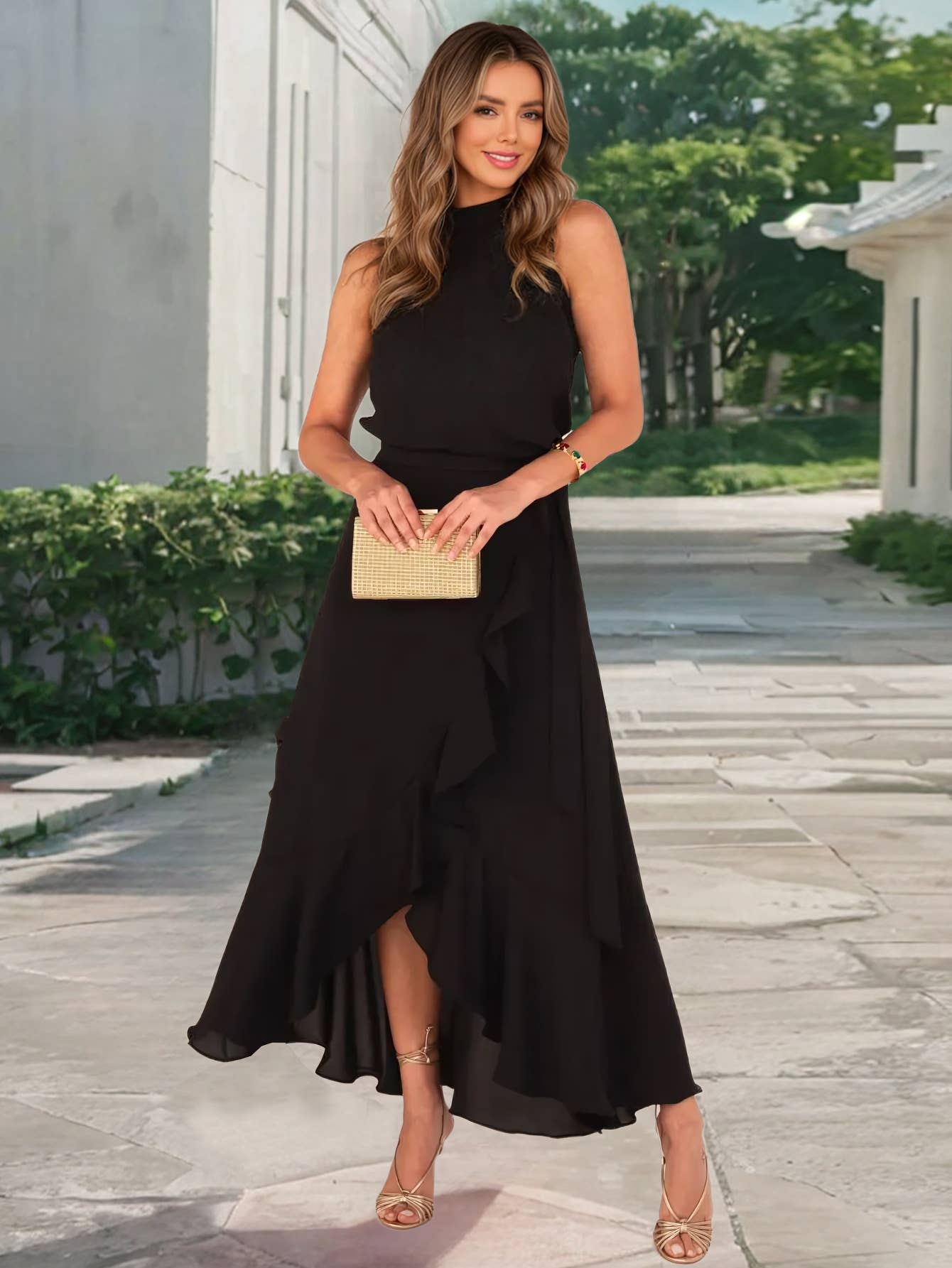 Elegant Ruffle Asymmetrical Ties A-Line Skirt