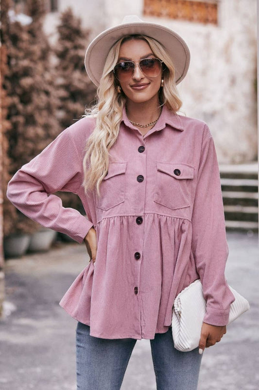 CWTSTL2189_AUTUMN POCKET CORDUROY LONG-SLEEVED SHIRT