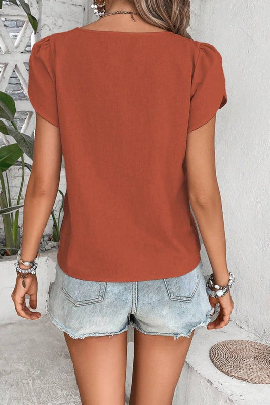 CWTBLS1119_SUMMER FASHION SHORT-SLEEVED SLOPING NECK TOP