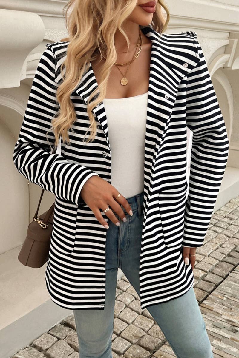 CWOCAL1375_STRIPED BUTTON LONG SLEEVE POCKET CARDIGAN