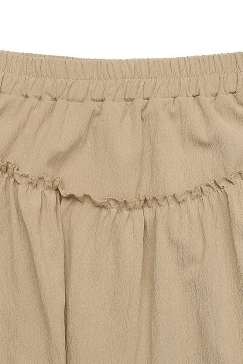 CWBSS0428_SOLID COLOR CASUAL TIERED MINI SKIRT