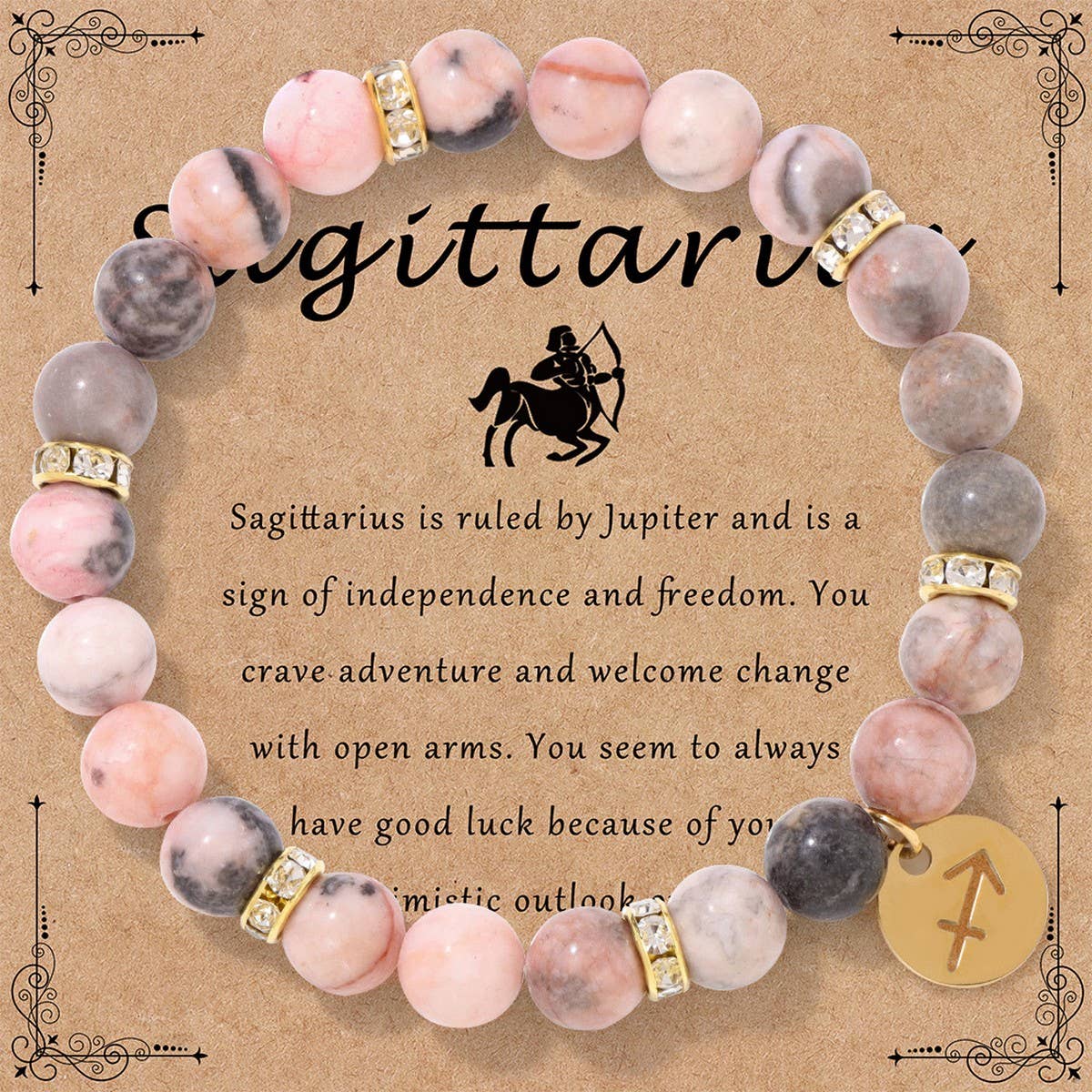 NEW ZODIAC BEADED ELASTIC ROPE BRACELET_CWAJE2096