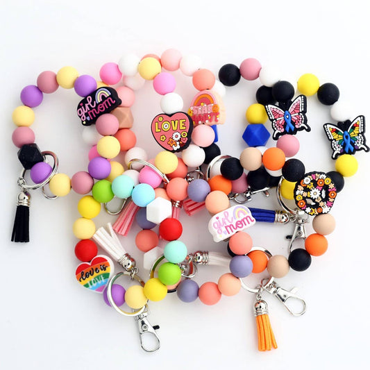 Cartoon Animal Keychain with Silicone Bead Bracelet_CWMM6878
