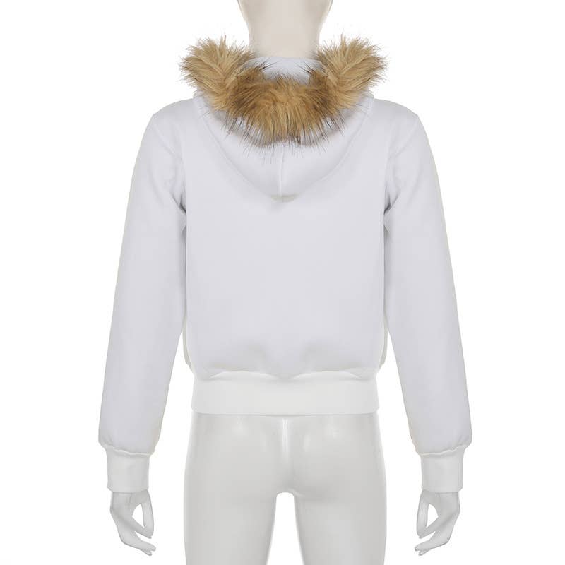 Distinctive street star rhinestone zipper jacket