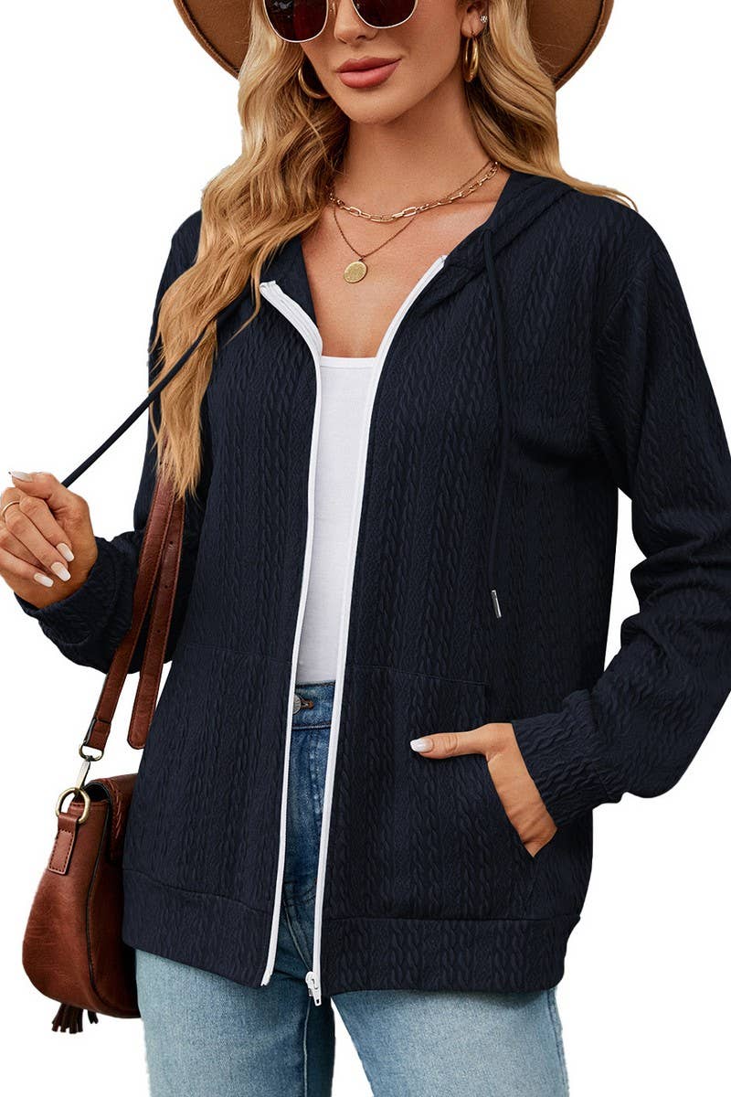 CWOHOL0931_LONG SLEEVE HOODED ZIPPER POCKET SWEATSHIRT COATS