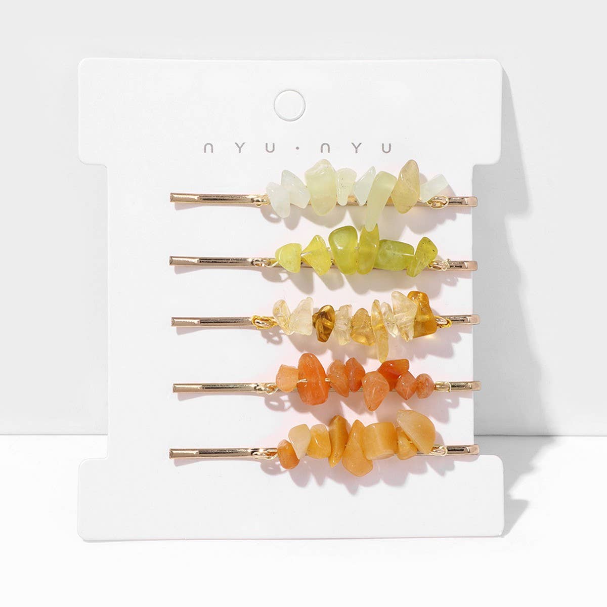 Natural Red Stone Hair Clip Set - Simple & Elegant_CWAHA1763