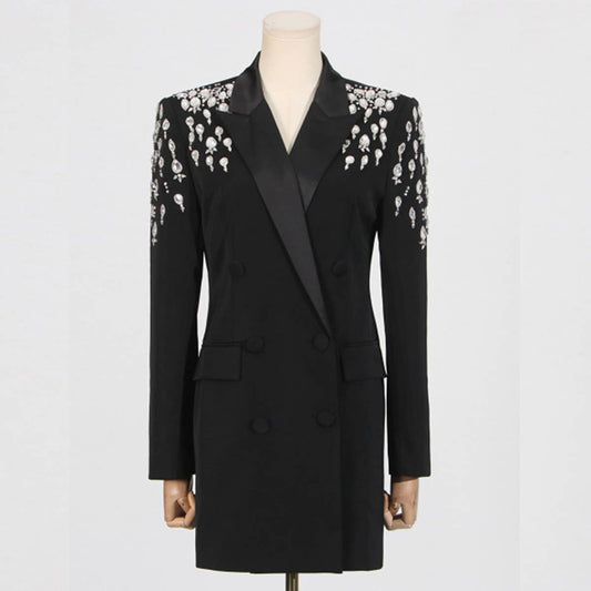 Spring Rhinestone Loose Fit Long Sleeve Blazer_CWOCO1227