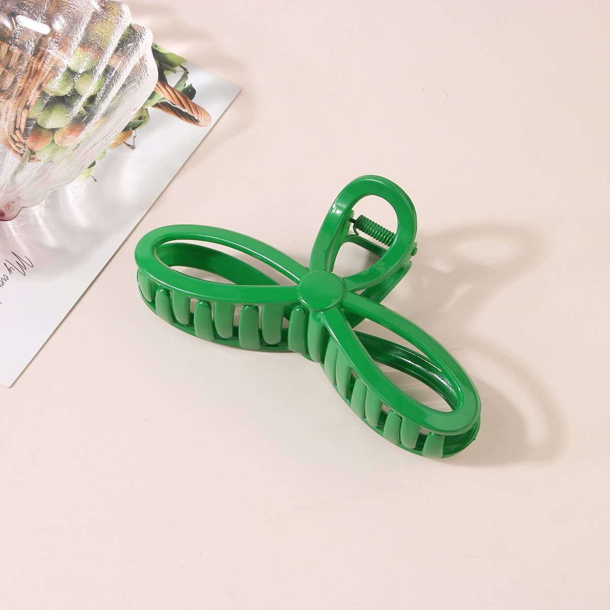 5.12" Glossy Resin Bow Hair Claw Clips for Women_CWAHA0486