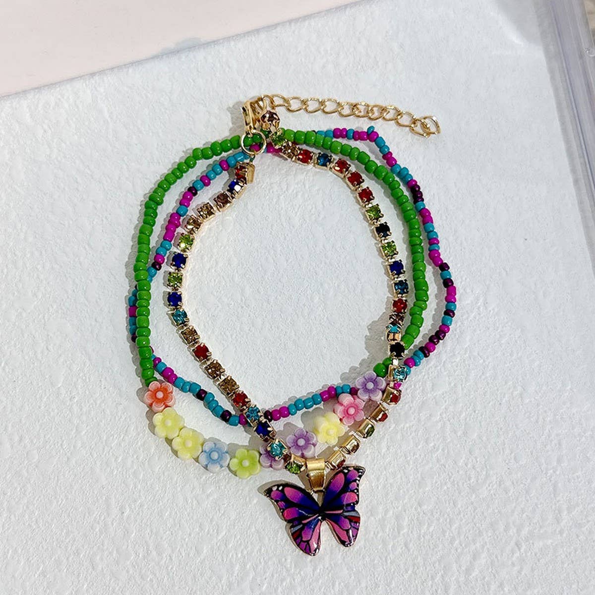 Boho Butterfly & Flower Anklet Set ??Handmade_CWMM6358